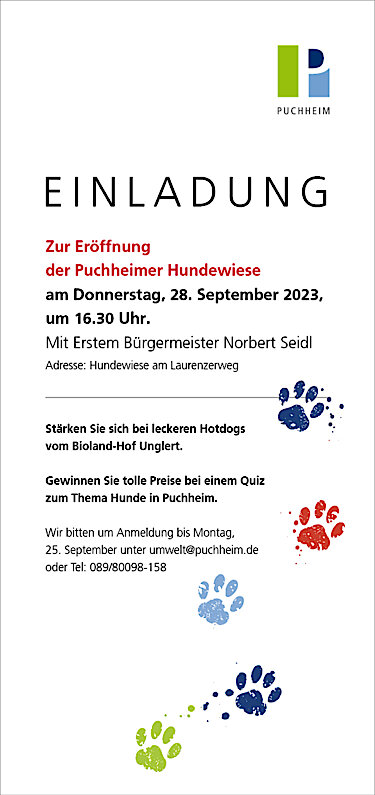 Puchheimer Hundewiese Motiv Einladungskarte Eröffnung